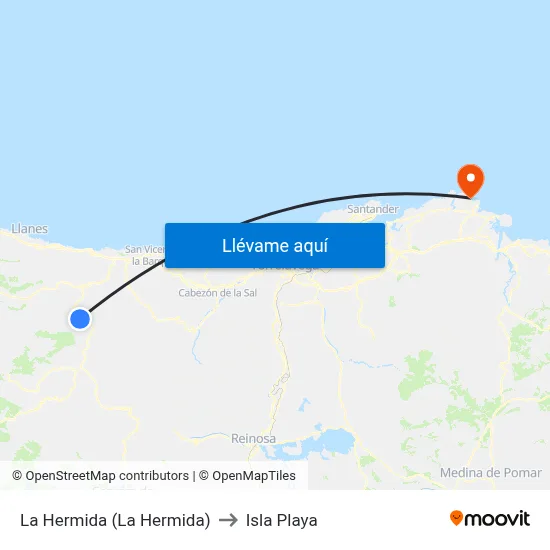 La Hermida (La Hermida) to Isla Playa map