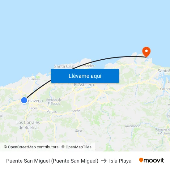 Puente San Miguel (Puente San Miguel) to Isla Playa map