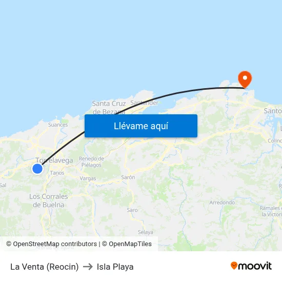 La Venta (Reocin) to Isla Playa map