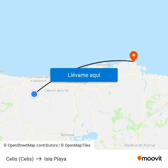 Celis (Celis) to Isla Playa map