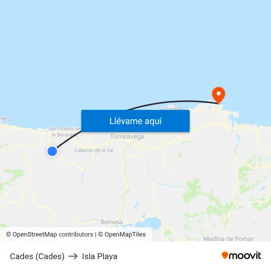 Cades (Cades) to Isla Playa map