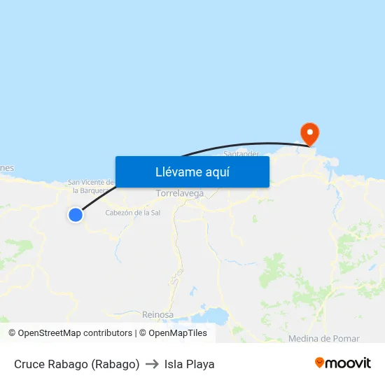 Cruce Rabago (Rabago) to Isla Playa map