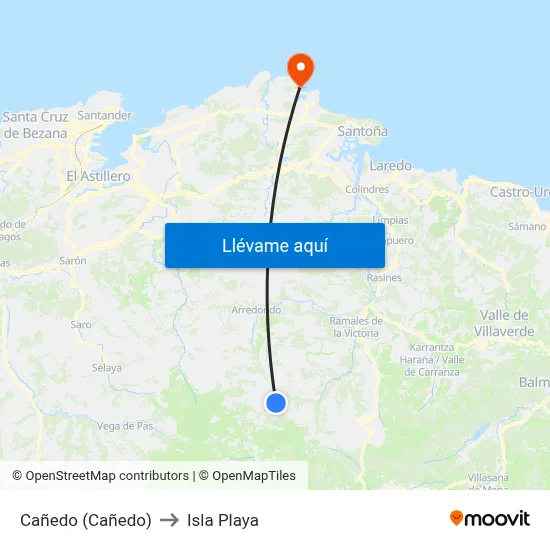 Cañedo (Cañedo) to Isla Playa map