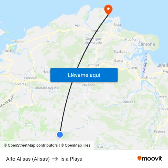 Alto Alisas (Alisas) to Isla Playa map