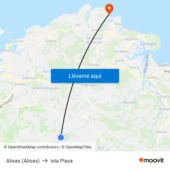 Alisas (Alisas) to Isla Playa map