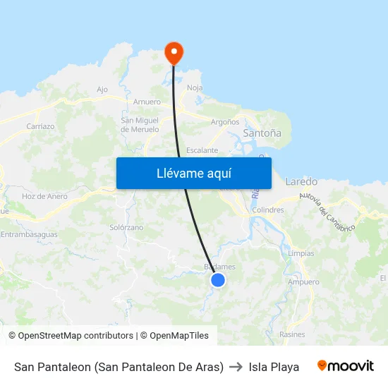 San Pantaleon (San Pantaleon De Aras) to Isla Playa map