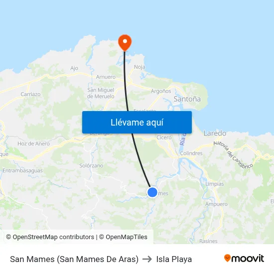 San Mames (San Mames De Aras) to Isla Playa map