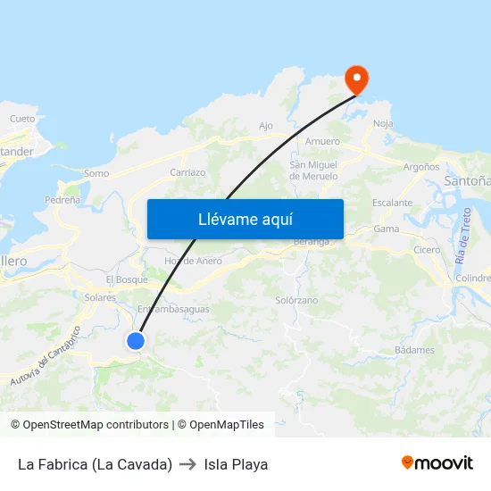 La Fabrica (La Cavada) to Isla Playa map