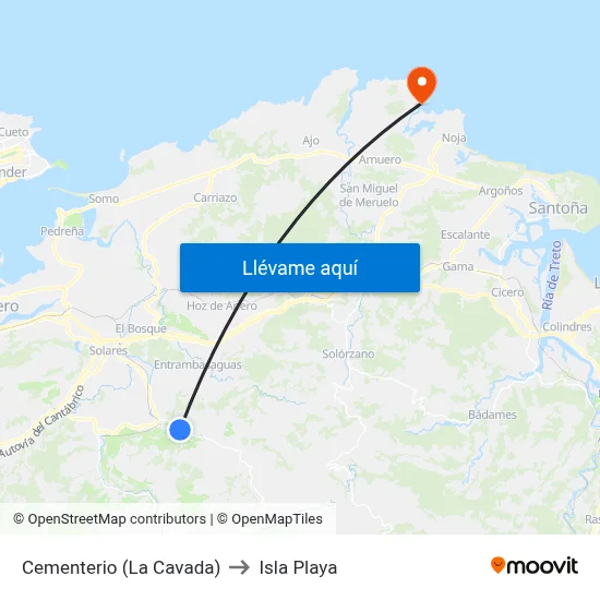 Cementerio (La Cavada) to Isla Playa map
