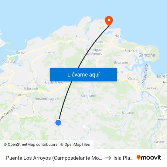 Puente Los Arroyos (Camposdelante-Monte) to Isla Playa map