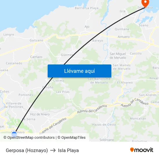 Gerposa (Hoznayo) to Isla Playa map