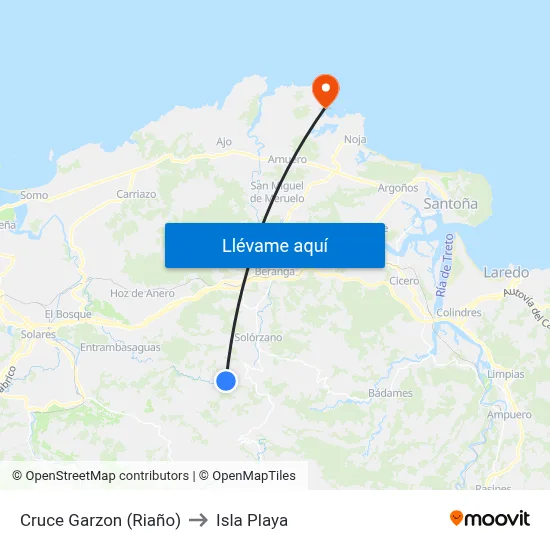 Cruce Garzon (Riaño) to Isla Playa map