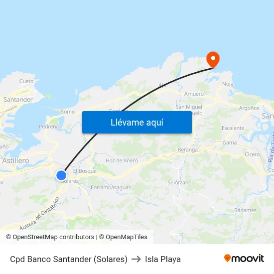 Cpd Banco Santander (Solares) to Isla Playa map