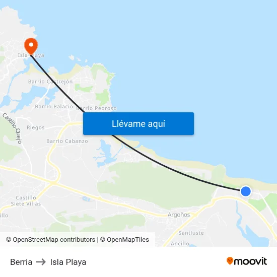 Berria to Isla Playa map