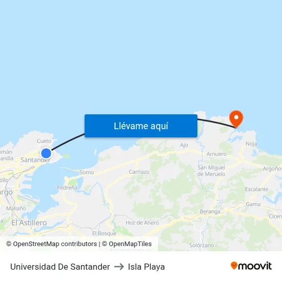 Universidad De Santander to Isla Playa map