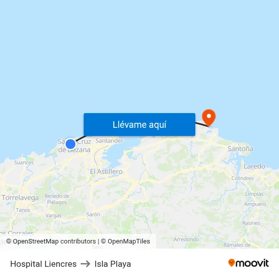 Hospital Liencres to Isla Playa map