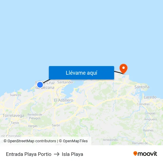 Entrada Playa Portio to Isla Playa map