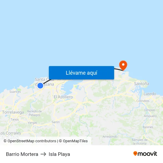 Barrio Mortera to Isla Playa map