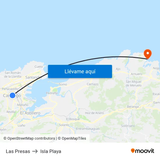 Las Presas to Isla Playa map