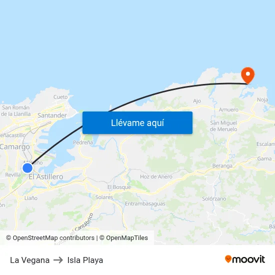 La Vegana to Isla Playa map