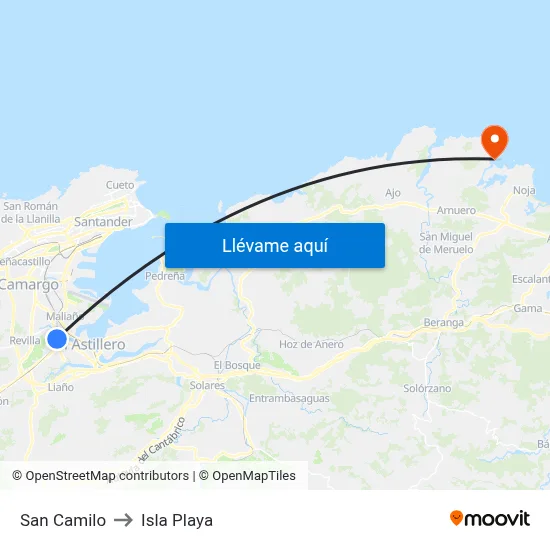 San Camilo to Isla Playa map