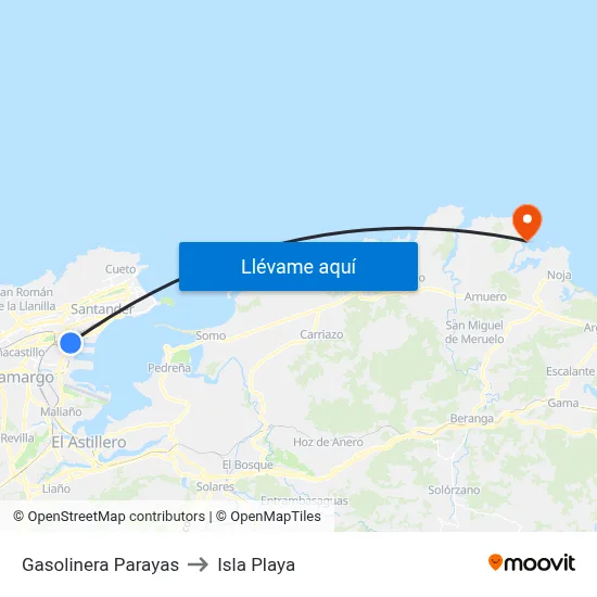 Gasolinera Parayas to Isla Playa map