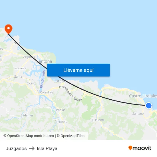 Juzgados to Isla Playa map