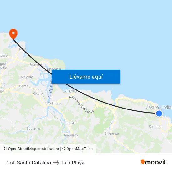 Col. Santa Catalina to Isla Playa map