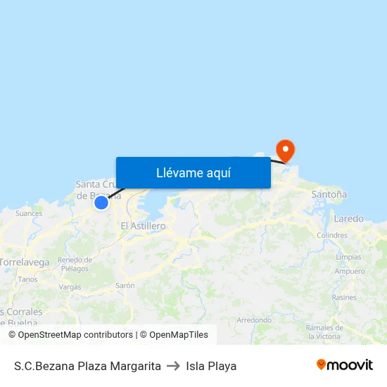 S.C.Bezana Plaza Margarita to Isla Playa map