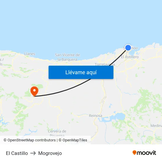 El Castillo to Mogrovejo map