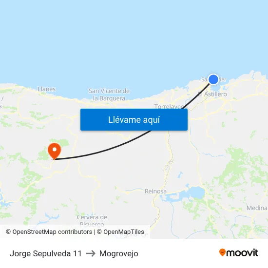 Jorge Sepulveda 11 to Mogrovejo map