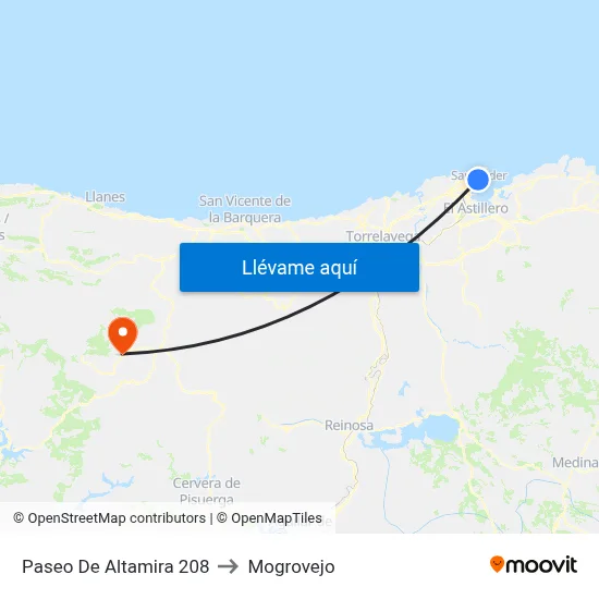 Paseo De Altamira 208 to Mogrovejo map