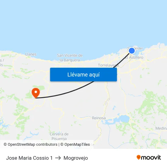 Jose Maria Cossio 1 to Mogrovejo map