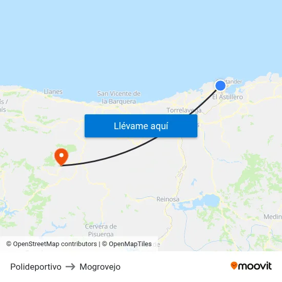 Polideportivo to Mogrovejo map