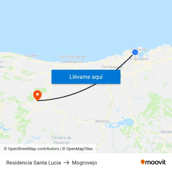 Residencia Santa Lucia to Mogrovejo map