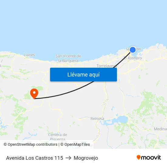 Avenida Los Castros 115 to Mogrovejo map