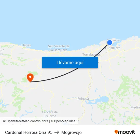 Cardenal Herrera Oria 95 to Mogrovejo map