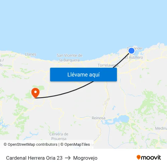 Cardenal Herrera Oria 23 to Mogrovejo map