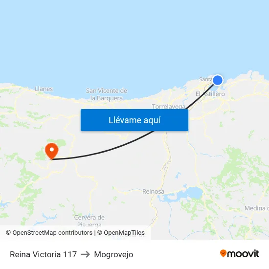 Reina Victoria 117 to Mogrovejo map