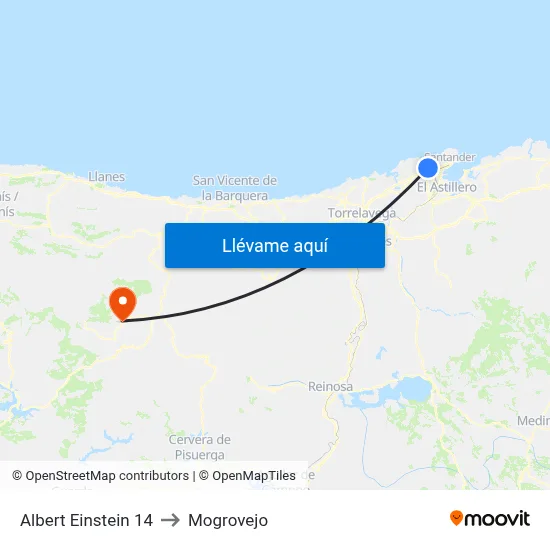Albert Einstein 14 to Mogrovejo map