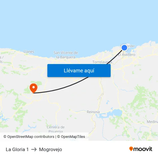La Gloria 1 to Mogrovejo map