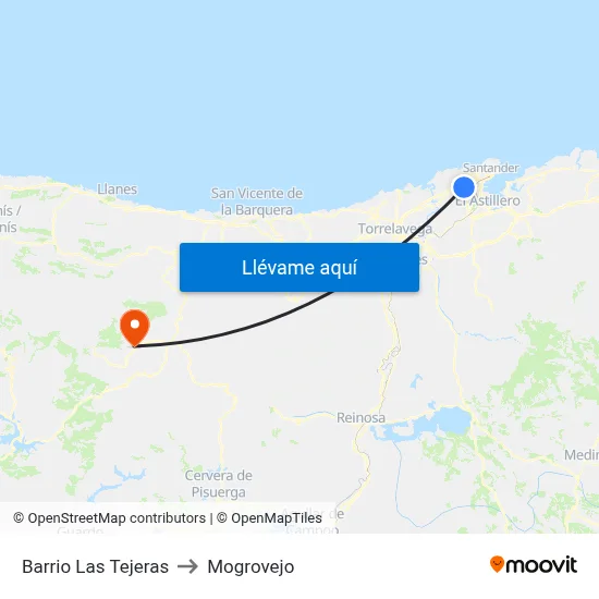 Barrio Las Tejeras to Mogrovejo map