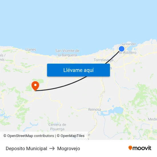 Deposito Municipal to Mogrovejo map