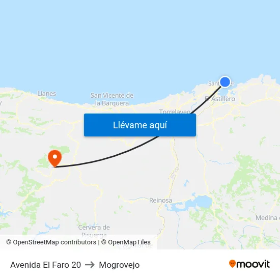 Avenida El Faro 20 to Mogrovejo map