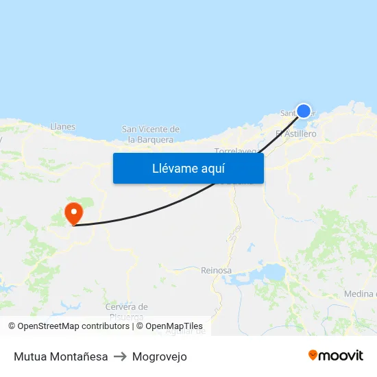 Mutua Montañesa to Mogrovejo map