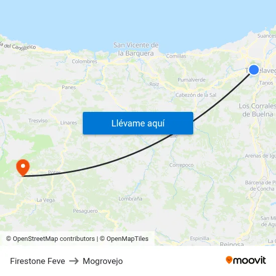 Firestone Feve to Mogrovejo map