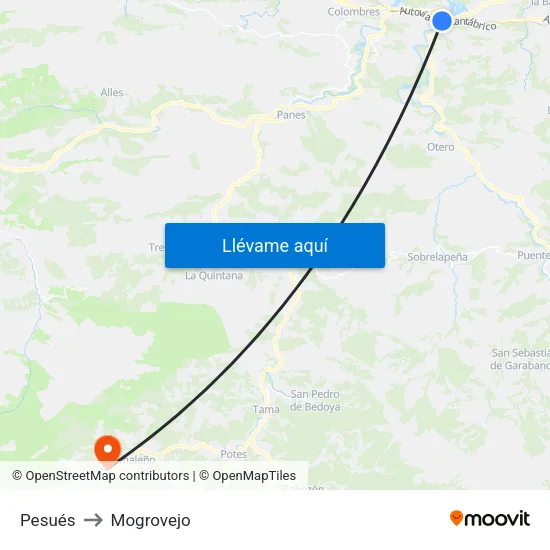 Pesués to Mogrovejo map