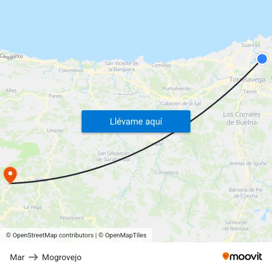 Mar to Mogrovejo map