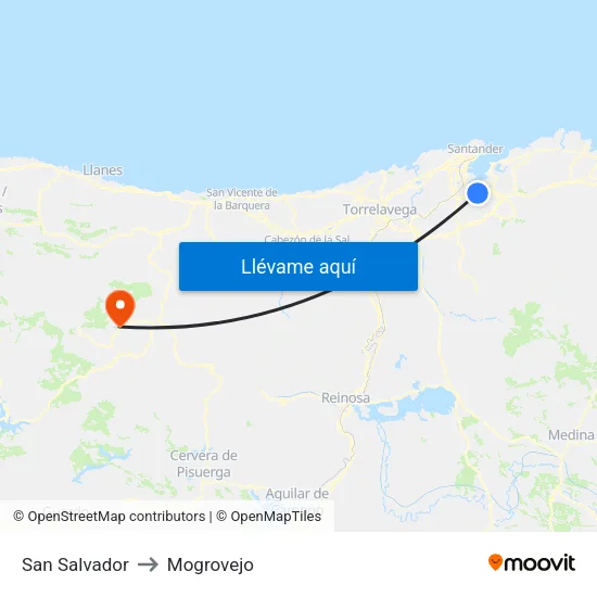 San Salvador to Mogrovejo map