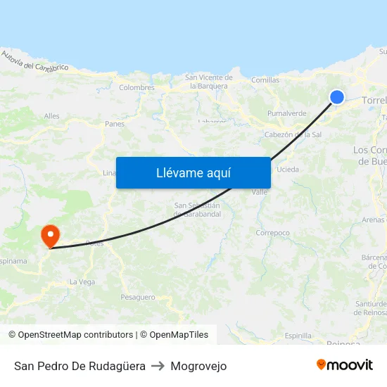 San Pedro De Rudagüera to Mogrovejo map